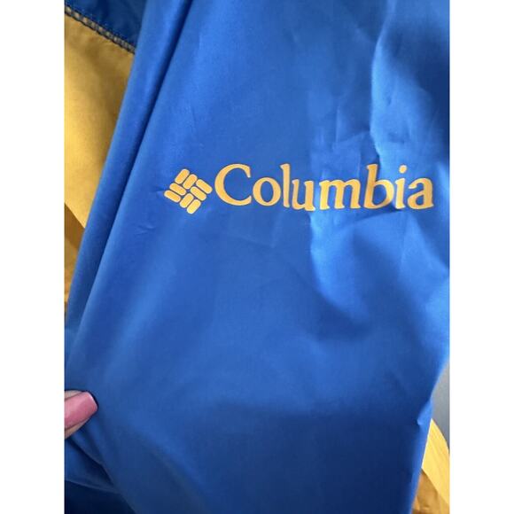 NEW Columbia Flash Forward Windbreaker Hooded Zip Blue Yellow Gold Jacket Mens M - Picture 3 of 5